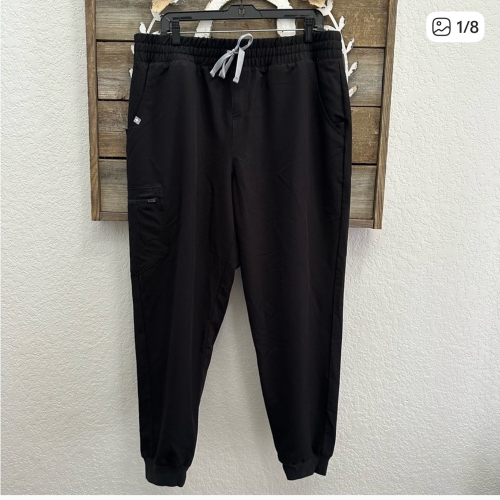Figs Zamora Technical black jogger scrub pants pull on elastic waist size XL